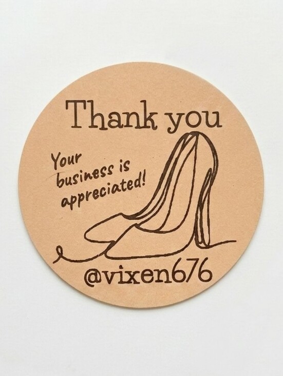 vixen676 Other - 50 Thank You Packaging Stickers 2" Round • Peach Soft Orange • Shoe Stiletto